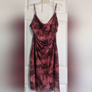 Persaya Floral Dress in Deep Red and Pink